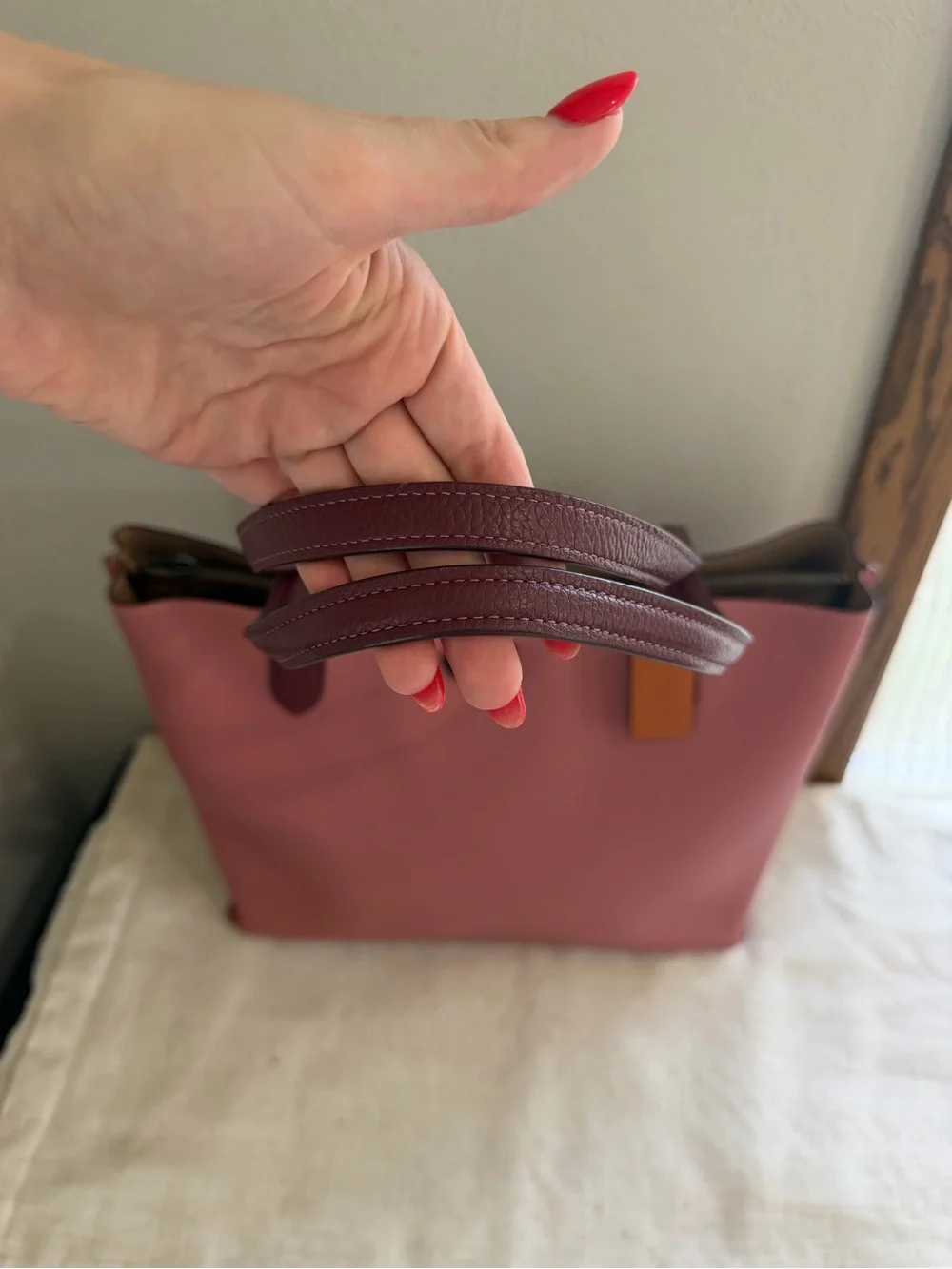 Coach Willow Tote With Pink Colorblock Coated Canvas Leather